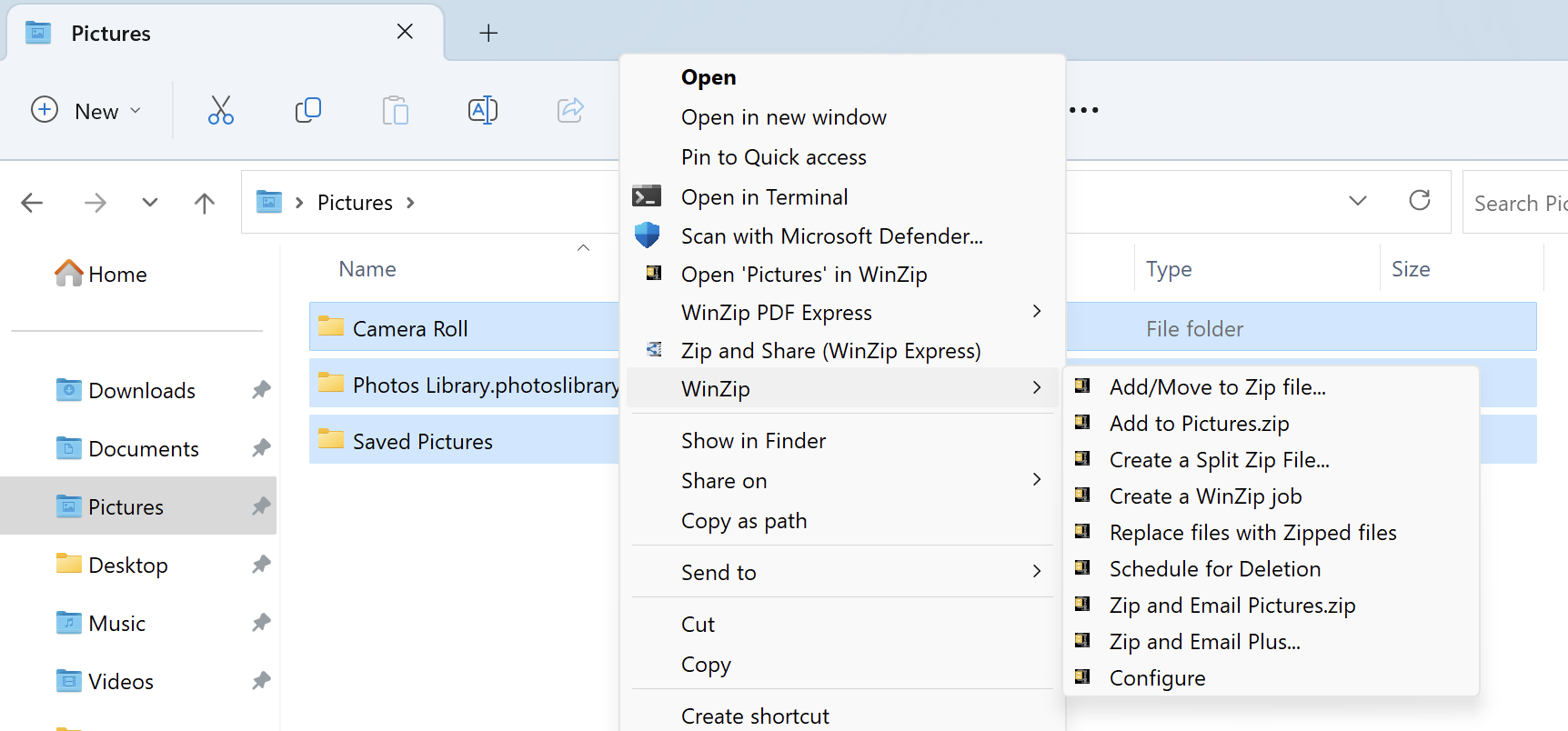 KB Corel Quick examples of how to zip files with WinZip